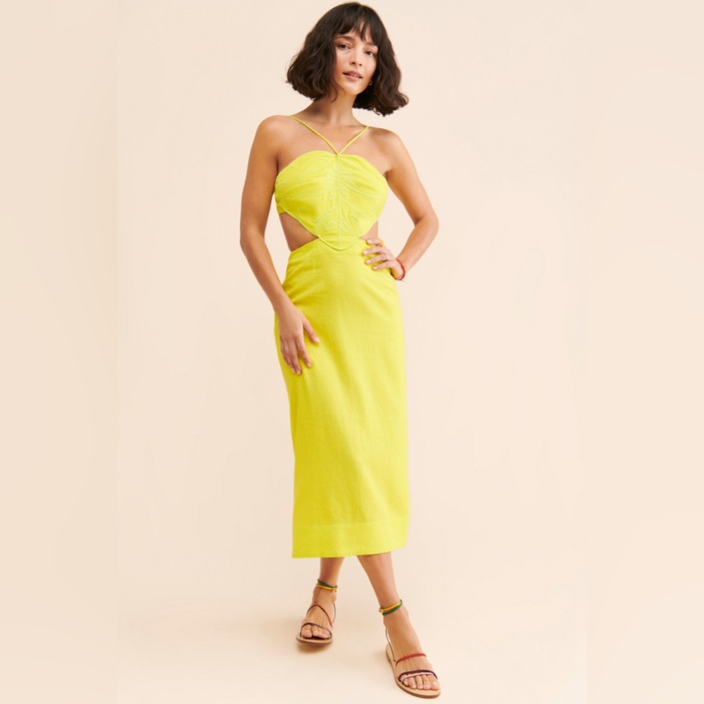 NWT farm rio monstera midi halter dress